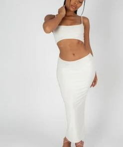 Public Desire UK STRAPPY LOW WAIST MIDAXI DRESS WHITE
