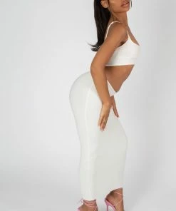 Public Desire UK STRAPPY LOW WAIST MIDAXI DRESS WHITE