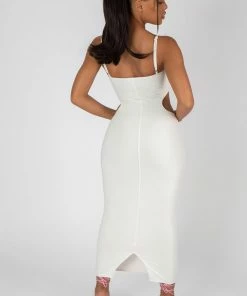 Public Desire UK STRAPPY LOW WAIST MIDAXI DRESS WHITE