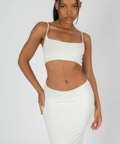 Public Desire UK STRAPPY LOW WAIST MIDAXI DRESS WHITE