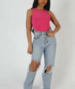 Public Desire UK KAIIA CLOTHING Essential Bodysuit Pink