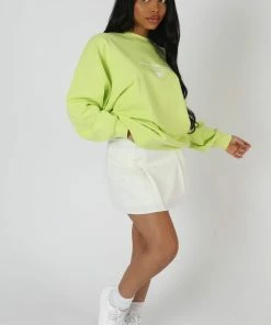 Public Desire UK Graphic Oversized Sweatshirt Lime