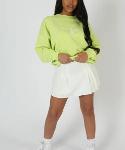 Public Desire UK Graphic Oversized Sweatshirt Lime