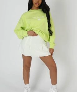 Public Desire UK Graphic Oversized Sweatshirt Lime