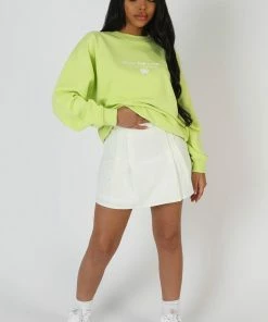 Public Desire UK Graphic Oversized Sweatshirt Lime