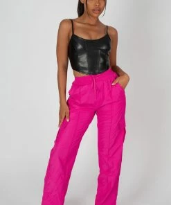 Public Desire UK Seam Pu Corset Top Black