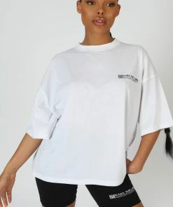 Public Desire UK Oversized Fit Qr Detail T-Shirt White KAIIA CLOTHING