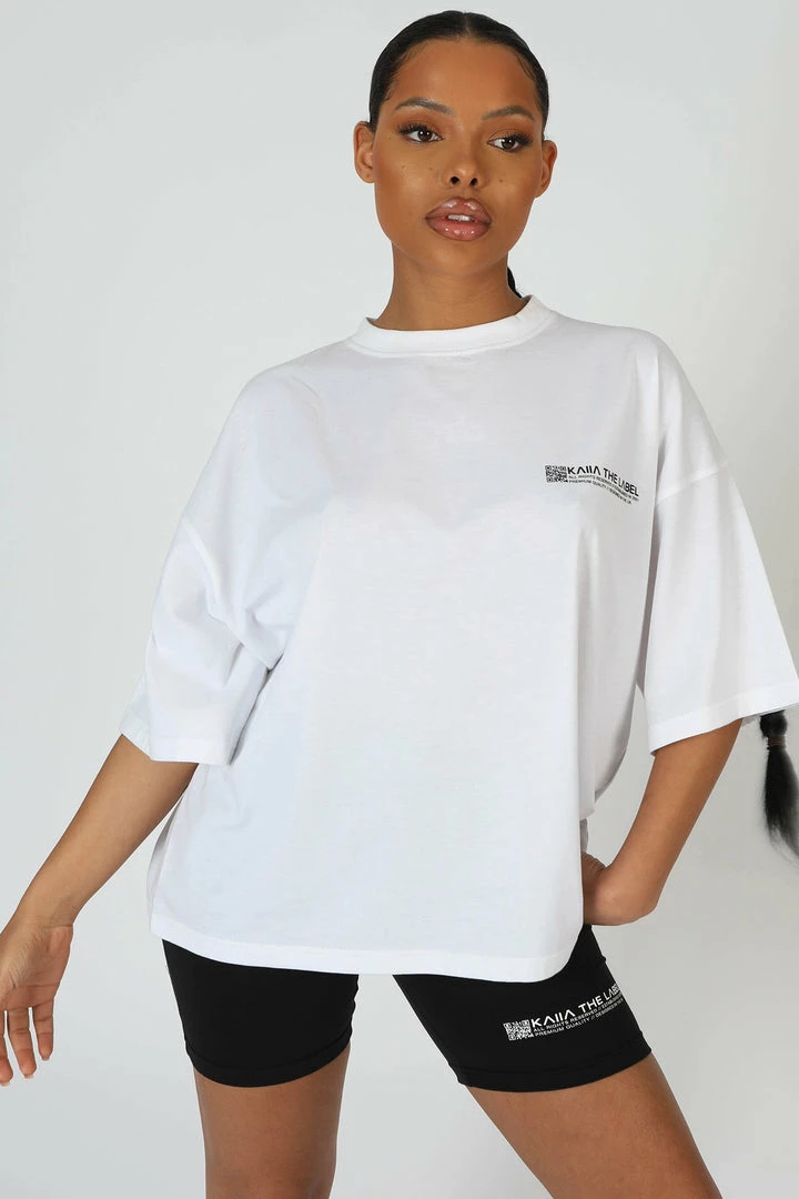 Public Desire UK Oversized Fit Qr Detail T-Shirt White KAIIA CLOTHING 2 Public Desire UK Oversized Fit Qr Detail T-Shirt White KAIIA CLOTHING