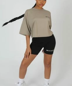 Public Desire UK Oversized Fit Qr Detail Cropped T-Shirt Elm KAIIA CLOTHING