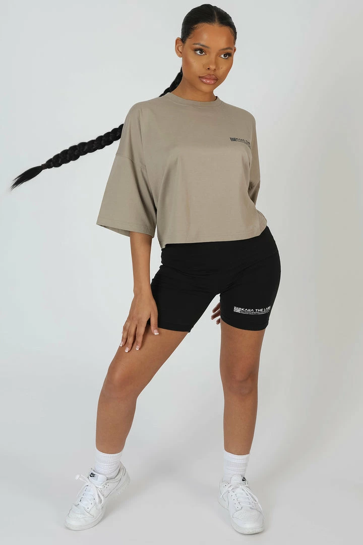 Public Desire UK Oversized Fit Qr Detail Cropped T-Shirt Elm KAIIA CLOTHING 1 Public Desire UK Oversized Fit Qr Detail Cropped T-Shirt Elm KAIIA CLOTHING