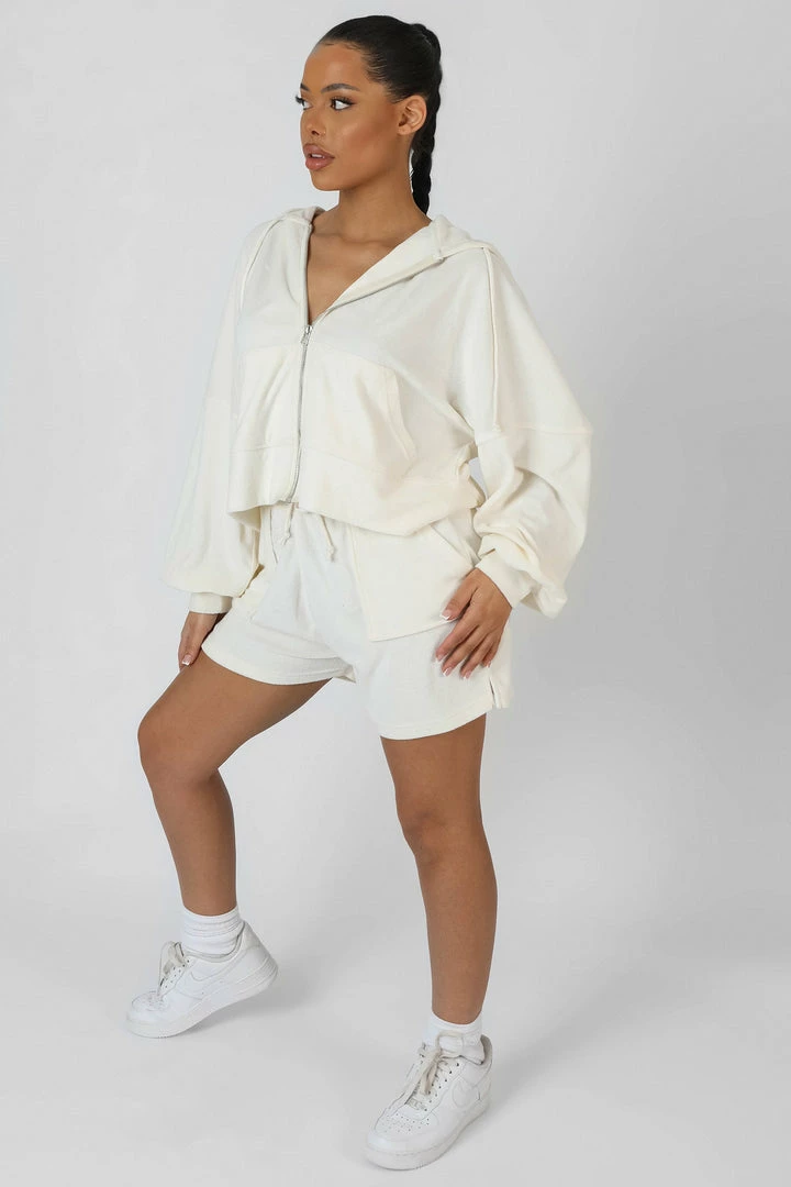 Public Desire UK Seam Detail Towelling Relaxed Short Ecru 3 Public Desire UK Seam Detail Towelling Relaxed Short Ecru