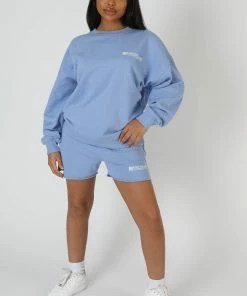 Public Desire UK KAIIA CLOTHING Graphic Qr Code Oversized Sweatshirt Bluebell