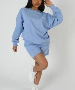 Public Desire UK Graphic Qr Code Sweat Shorts Bluebell