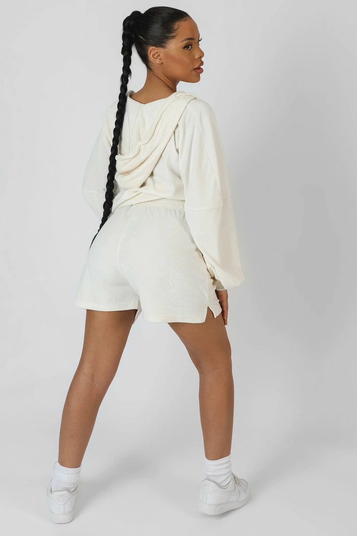 Public Desire UK Seam Detail Towelling Relaxed Short Ecru 4 Public Desire UK Seam Detail Towelling Relaxed Short Ecru