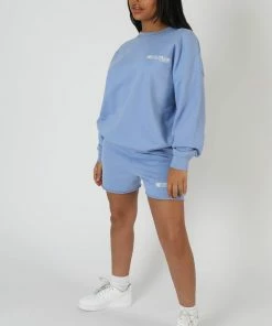 Public Desire UK KAIIA CLOTHING Graphic Qr Code Oversized Sweatshirt Bluebell