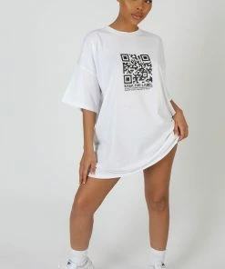 Public Desire UK KAIIA CLOTHING Slogan T-Shirt Mini Dress White
