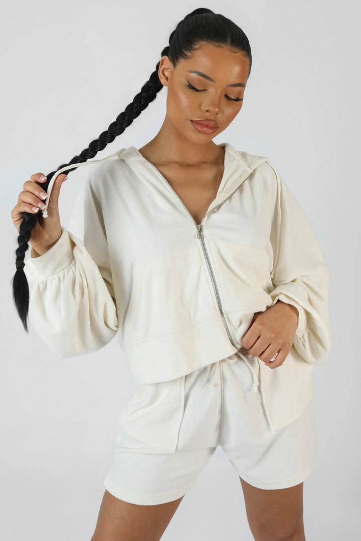 Public Desire UK Seam Detail Towelling Relaxed Short Ecru 6 Public Desire UK Seam Detail Towelling Relaxed Short Ecru