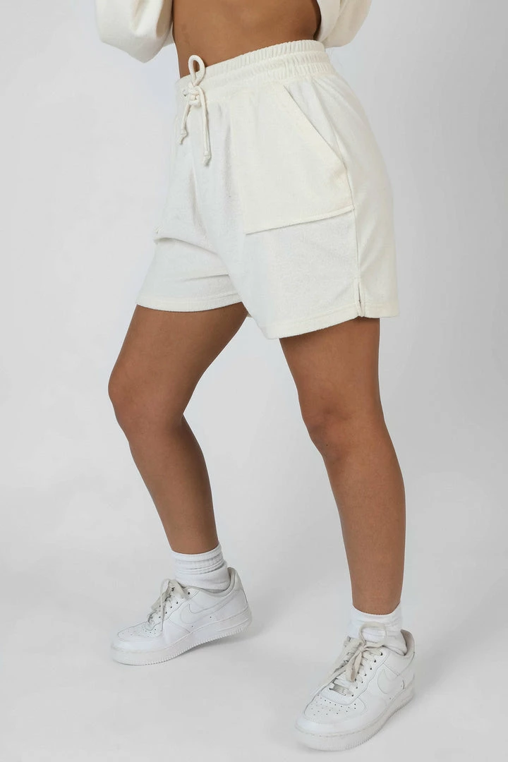 Public Desire UK Seam Detail Towelling Relaxed Short Ecru 2 Public Desire UK Seam Detail Towelling Relaxed Short Ecru