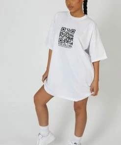Public Desire UK KAIIA CLOTHING Slogan T-Shirt Mini Dress White