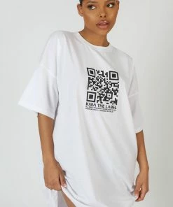 Public Desire UK KAIIA CLOTHING Slogan T-Shirt Mini Dress White