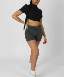 Public Desire UK V Front Cycling Shorts Charcoal KAIIA CLOTHING