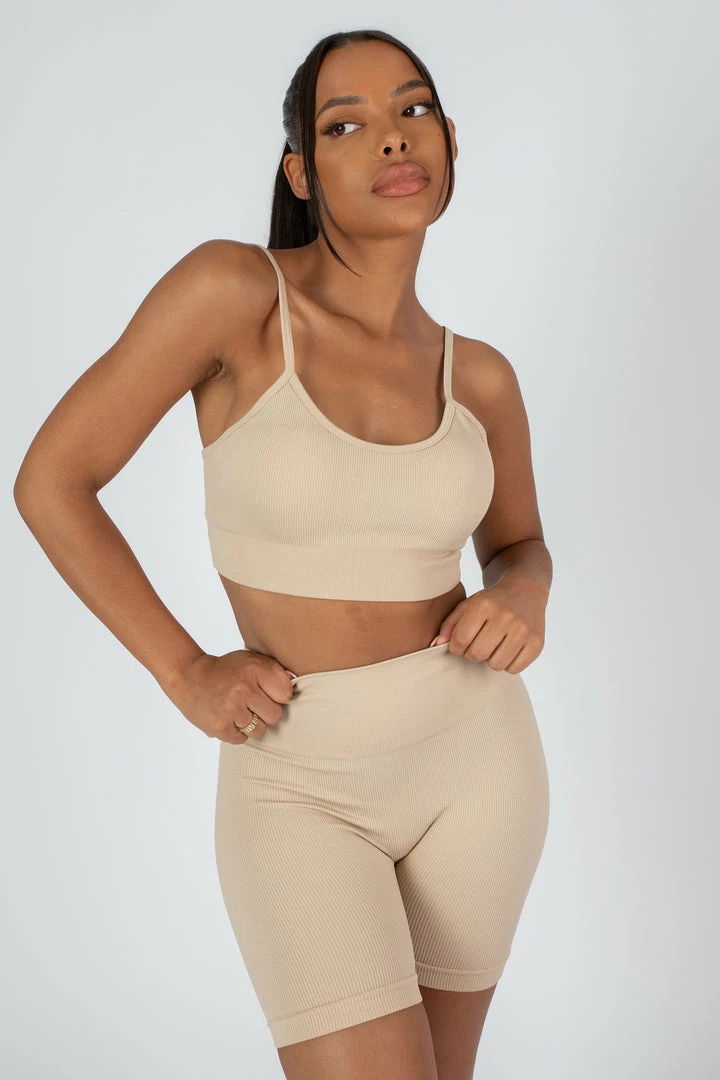 Public Desire UK KAIIA CLOTHING RIBBED CROP TOP AND SHORT CO-ORD SET SAND 5 Public Desire UK KAIIA CLOTHING RIBBED CROP TOP AND SHORT CO-ORD SET SAND