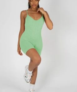 Public Desire UK RIBBED SHORT UNITARD MINT