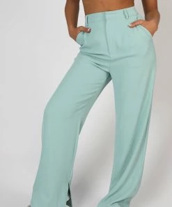 Public Desire UK Split Detail High Waisted Dad Trouser Peppermint KAIIA CLOTHING