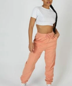 Public Desire UK KAIIA CLOTHING Seam Front 90S Joggers Peach