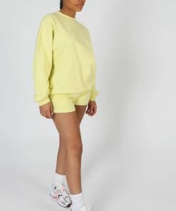 Public Desire UK Amalfi Coast Embroidered Oversized Sweatshirt Lemon