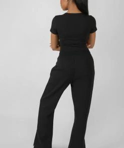 Public Desire UK Cap Sleeve Tshirt Bodysuit Black