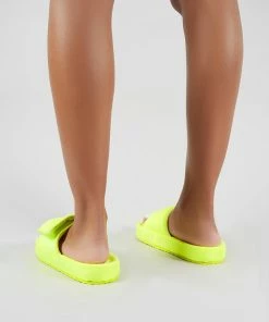 Public Desire UK Revel Sliders In Neon Yellow