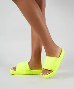 Public Desire UK Revel Sliders In Neon Yellow