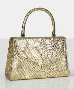 Public Desire UK The Astrid Gold Textured Mini Bag Mini Bags