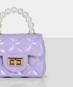 Public Desire UK The Iddy Lilac Patent Pearl Mini Bag