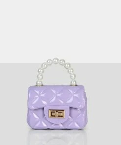 Public Desire UK The Iddy Lilac Patent Pearl Mini Bag