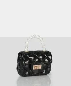 Public Desire UK Mini Bags The Iddy Black Patent Pearl Mini Bag