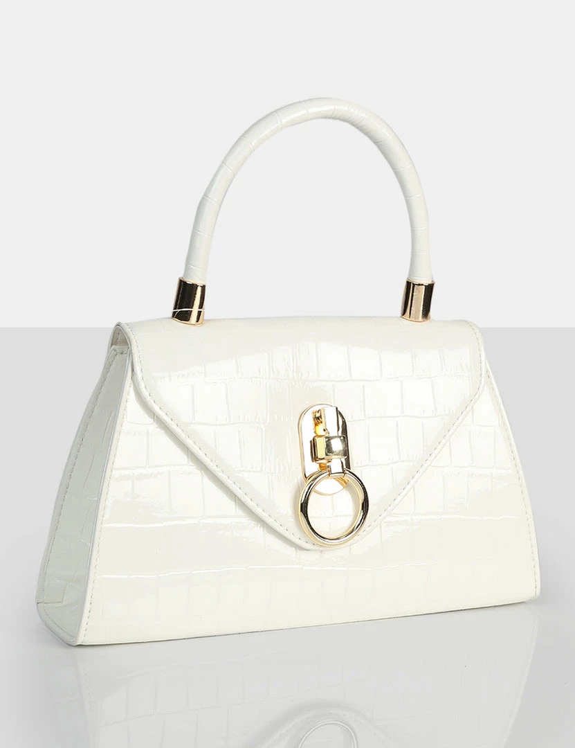 Public Desire UK The Nia White Croc Pu Mini Handbag NEW IN 2 Public Desire UK The Nia White Croc Pu Mini Handbag NEW IN