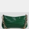 Public Desire UK The Sadie Green Croc Chain Detail Shoulder Bag CROSSBODY AND SHOULDER BAGS