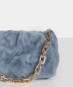 Public Desire UK The Bracken Lilac Faux Fur Chain Handbag