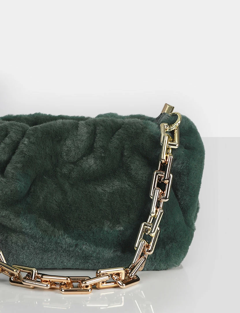 Public Desire UK NEW IN The Bracken Green Faux Fur Chain Handbag 3 Public Desire UK NEW IN The Bracken Green Faux Fur Chain Handbag