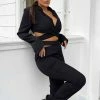 Public Desire UK KAIIA CLOTHING Strappy Waist Cigarette Trouser Black