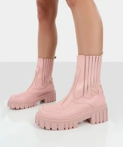 Public Desire UK Consequence Pink Drench Stitched Detail Chunky Sole Ankle Boots NEW IN 7 Public Desire UK Consequence Pink Drench Stitched Detail Chunky Sole Ankle Boots NEW IN