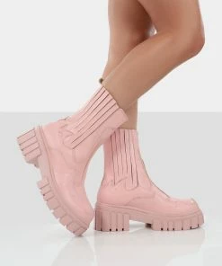 Public Desire UK Consequence Pink Drench Stitched Detail Chunky Sole Ankle Boots NEW IN 6 Public Desire UK Consequence Pink Drench Stitched Detail Chunky Sole Ankle Boots NEW IN