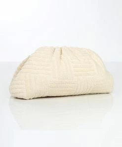 Public Desire UK REAL MOOD ECRU TOWELLING CLUTCH BAG