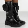 Public Desire UK Evoke Black Pocket Detail Calf Height Boot Ankle Boots