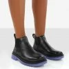 Public Desire UK Flat Boots Myth Black Chunky Sole Chelsea Boots