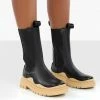 Public Desire UK Oakley Black And Butter Chunky Sole Ankle Boots