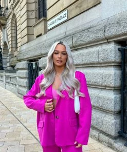 Public Desire UK Oversized Dad Blazer Pink KAIIA CLOTHING