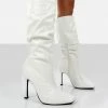 Public Desire UK NEW IN Iris White Pointed Toe Stiletto Heel Knee High Boots